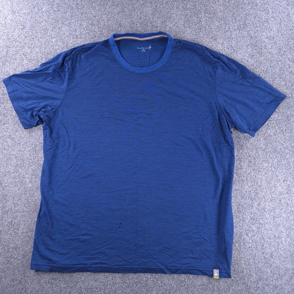 Smartwool Mens XL Merino Sport Blue Short Sleeve T-Shirt Wool Tencel Blend